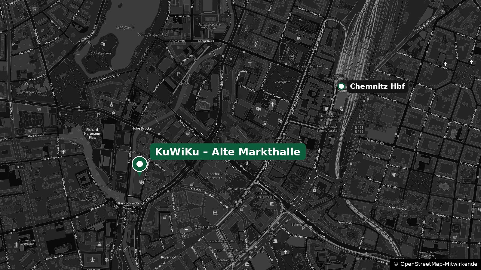 Anfahrtskarte KuWiKu Chemnitz, Alte Markthalle